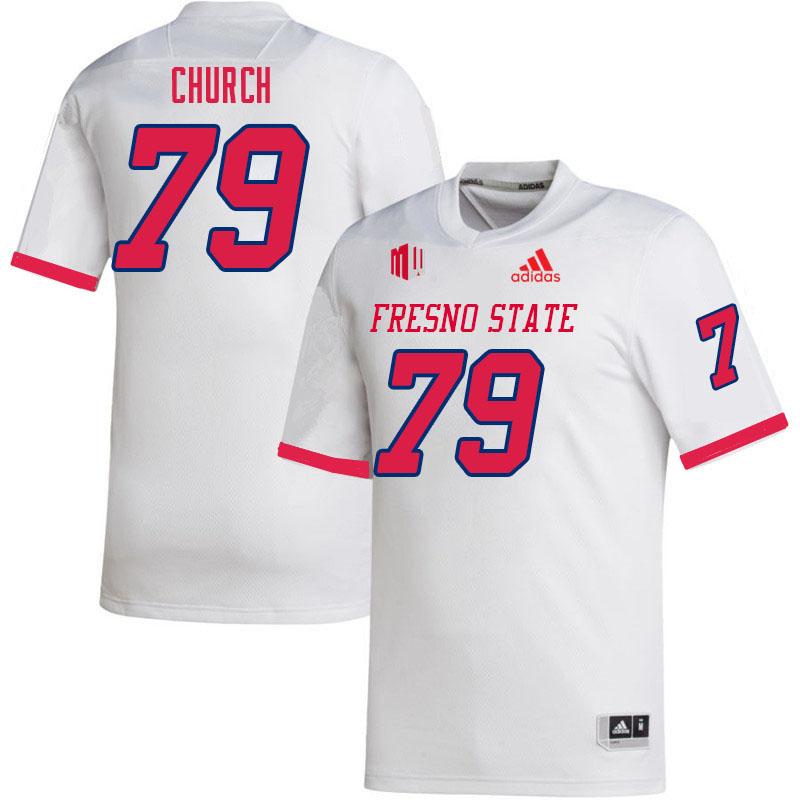 Men #79 Joseph Church Fresno State Bulldogs College Football Jerseys Sale-White